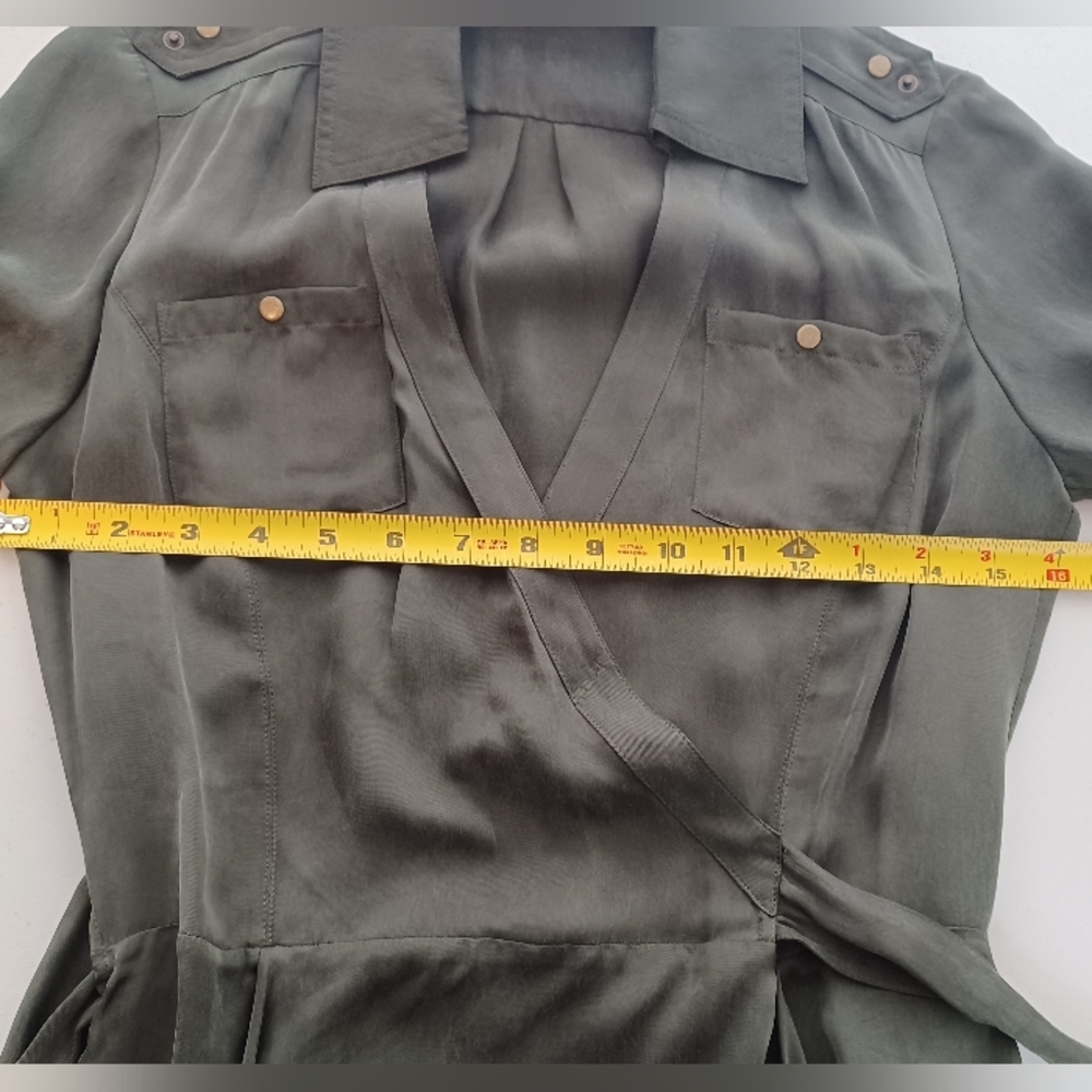 Diane Von Furstenburg Safari Satin Green Wrap Dress - Picture 12 of 16